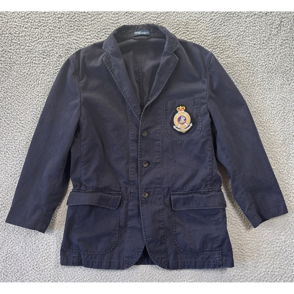 Vintage Polo Ralph Lauren Tropical Cruising‎ Club Blazer Mens 42R Navy Cotton - Picture 2 of 16